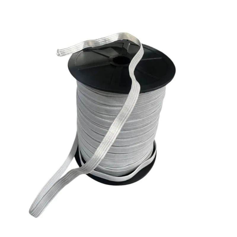 4 Rolos De Elástico Chato Branco N12- 0.7Mm Largura 50Metros