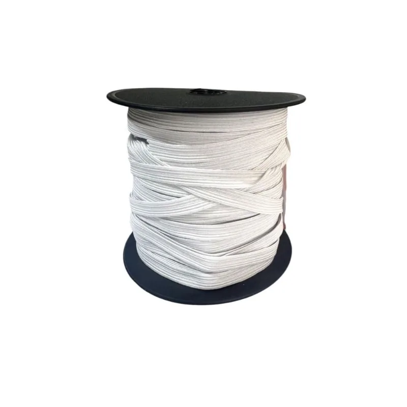 2 Rolos De Elástico Chato Branco N14- 0.8Mm Largura 50Metros