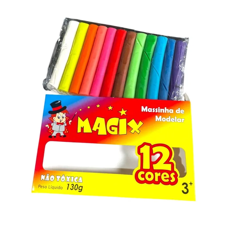 Kit 4 Caixas Massinha De Modelar 12 Cores Magix 130grs