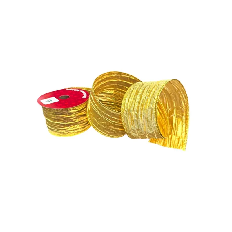 Kit 2 rolos Fita Natalina Dourada tipo amassada 6.3 x 10m