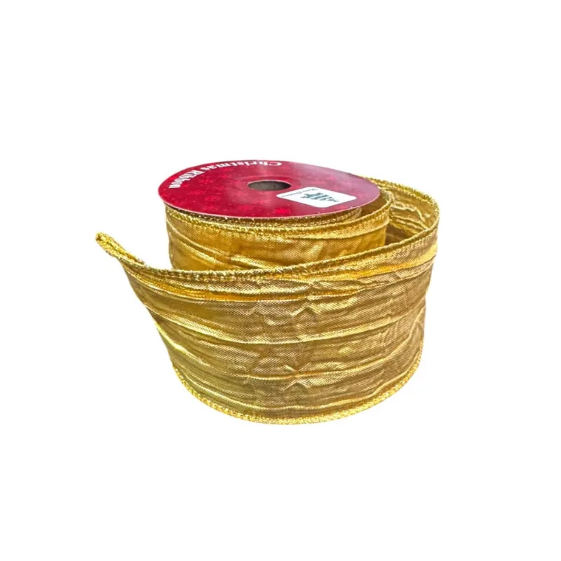Kit 3 rolos Fita Natalina Dourada tipo amassada 6.3 x 10m