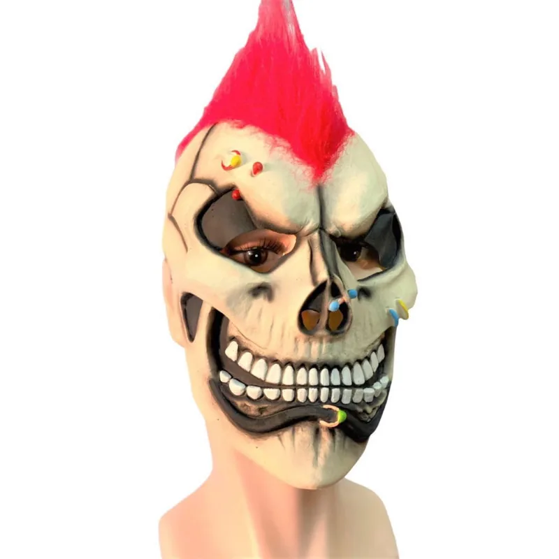 Máscara Caveira Punk com Pelos Gótico Fantasia Esqueleto