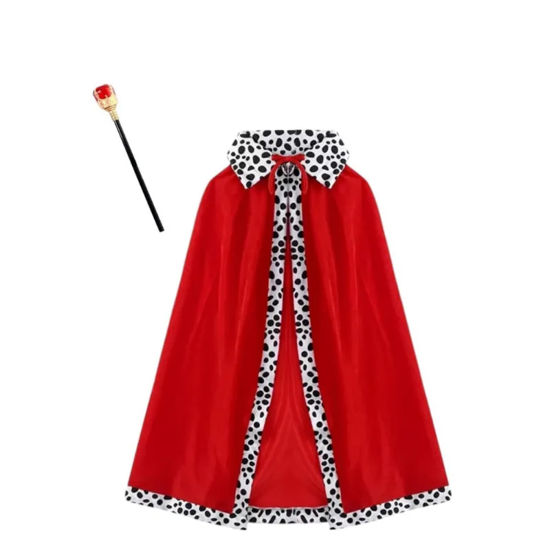 Kit Fantasia de Rei Infantil Capa de veludo E Bastão Cetro