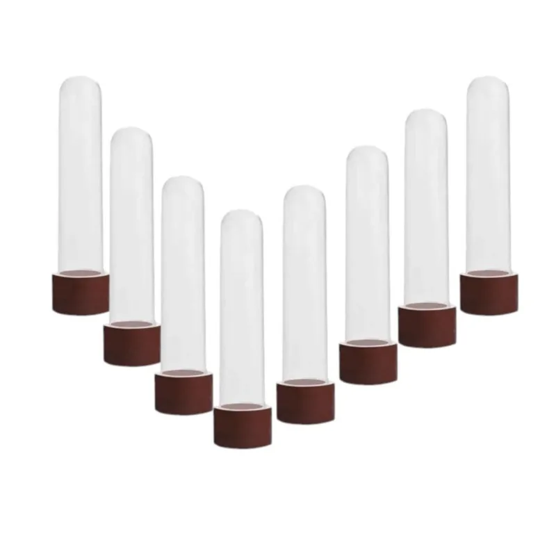 Kit 10 Un Tubete Acrílico Com Tampa Marrom 12Cm Para Festas