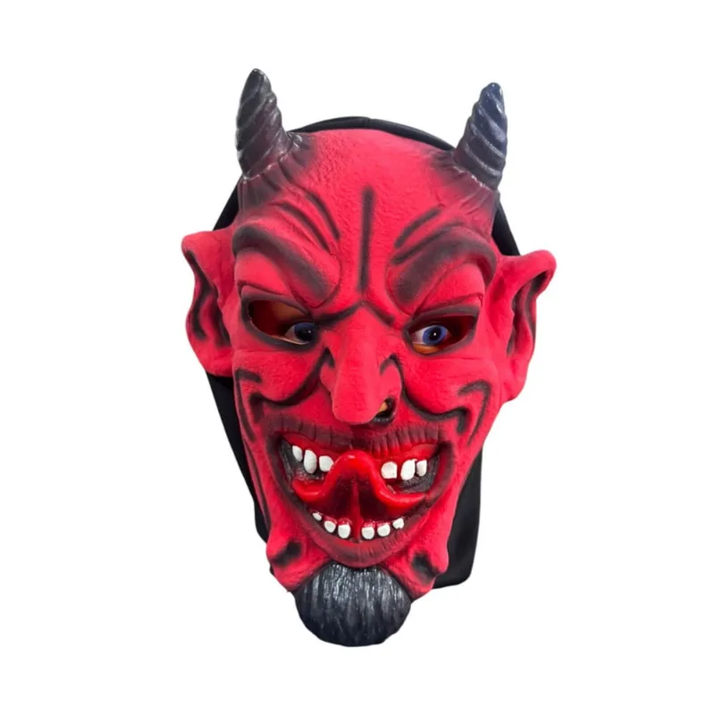 Fantasia Máscara Diabo Lucifer Vermelho com língua pra fora