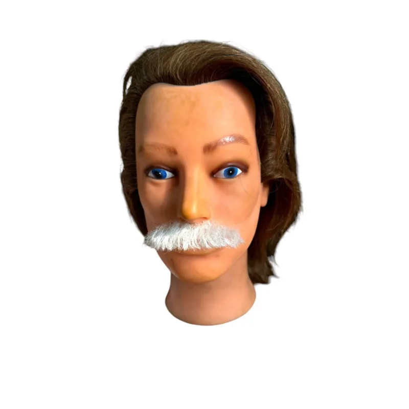 Fantasia Bigode falso Postiço Branco + Cola + removedor