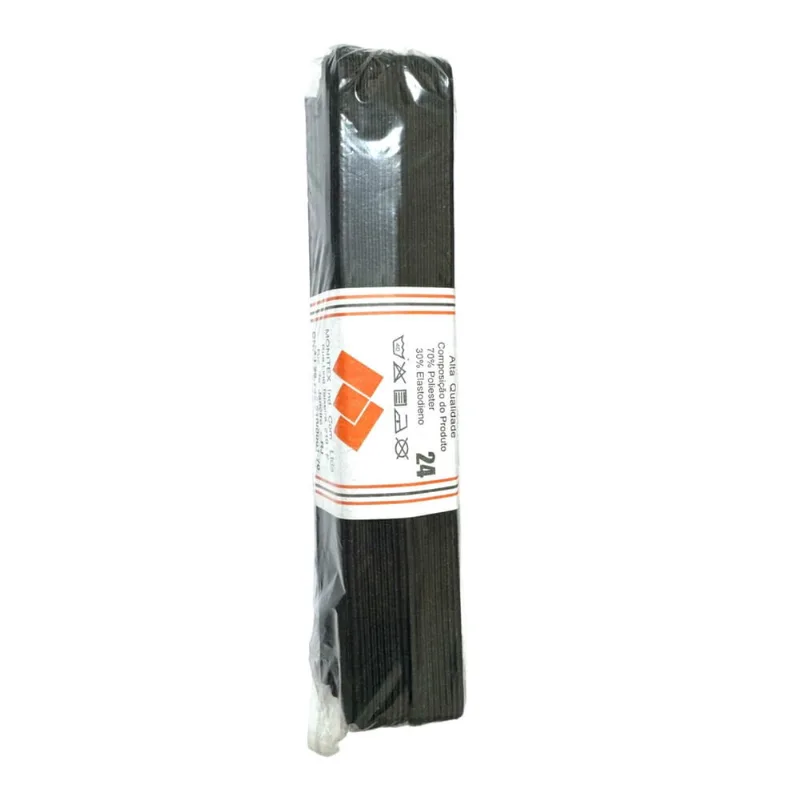 3 Elástico Chato Preto 1,5cm nº 24 de 10 Metros cada pct