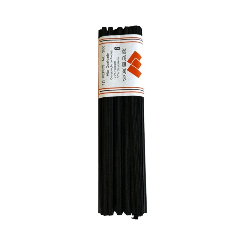 Elástico chato N6- 0.4mm Preto de 10 metros p/ costura etc