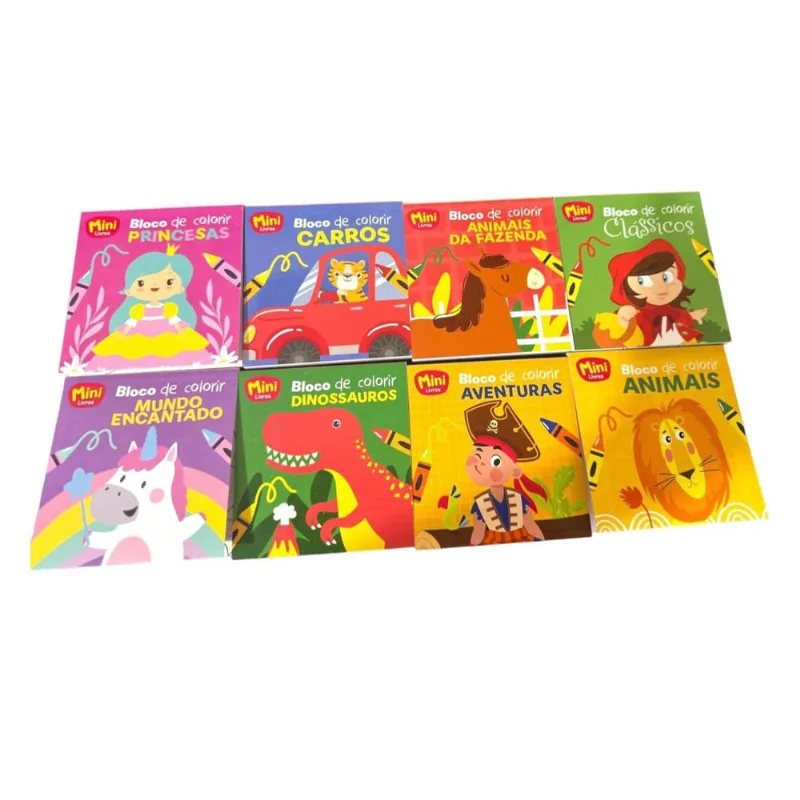 Kit 16Un Kit Mini Livros Bloco De Colorir Infantil Divertido