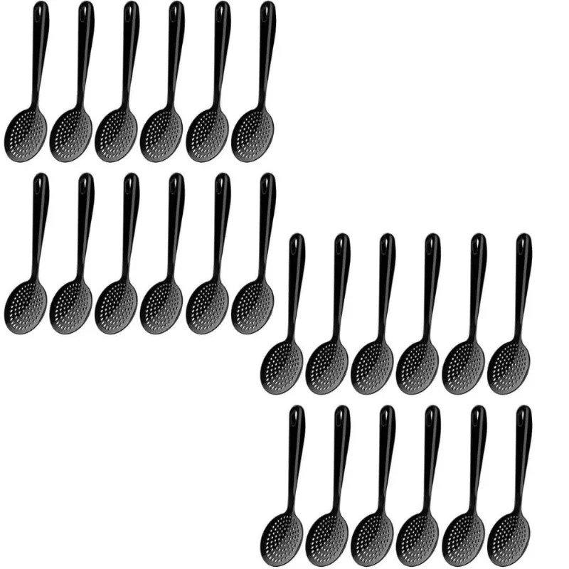 Kit 24 Espumadeiras Cozinha Preto Fritura Arroz Escumadeira Culinária de Nylon Kitch Crippa