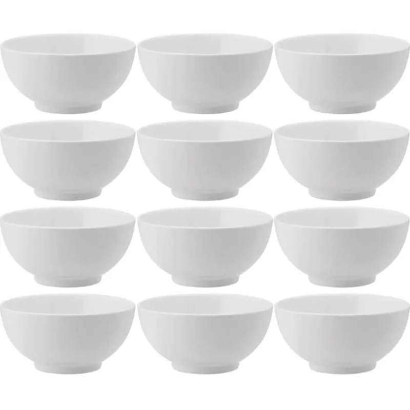 12 Bowls de Melamina Branca 400ml Restaurante 12,5x6cm Serata Açaí Frutas Tigela