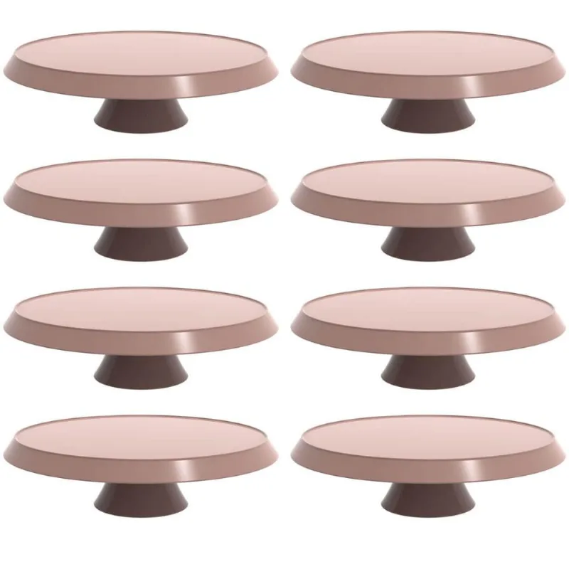 Conjunto 8 Boleiras com Pedestal 28cm Porta Tortas e Doces Cor Amêndoa Bubble Crippa