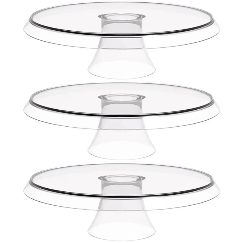 Conjunto 3 Boleiras Transparentes 28cm Bases para Docinhos e Tortas Glassy Crippa