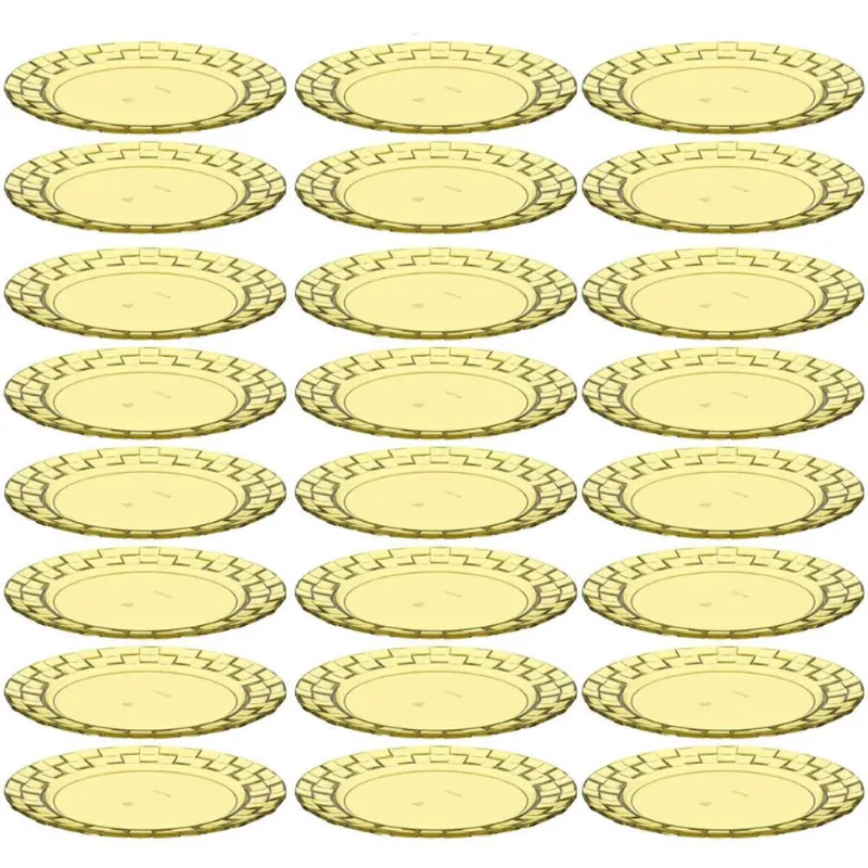 Conjunto 24 Pratos Plásticos Médios Amarelos para Servir Mesa Porções Aperitivos Sobremesa