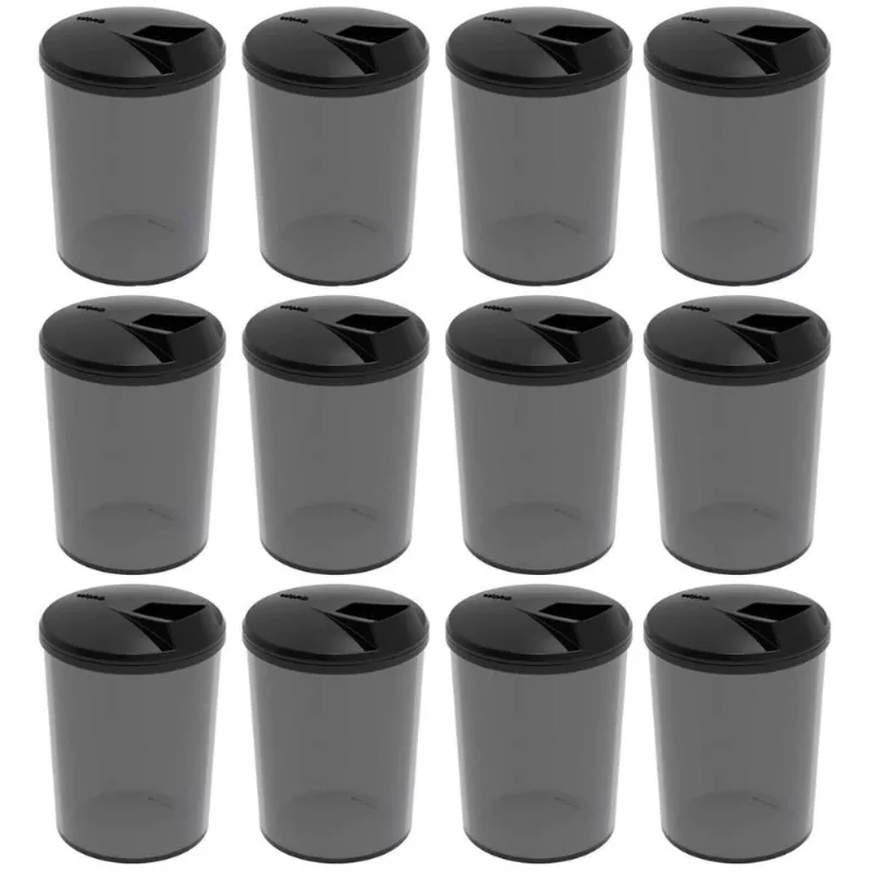 Kit 12 Farinheiras Porta Farofa Temperos Fumê com Tampa 400ml Crippa