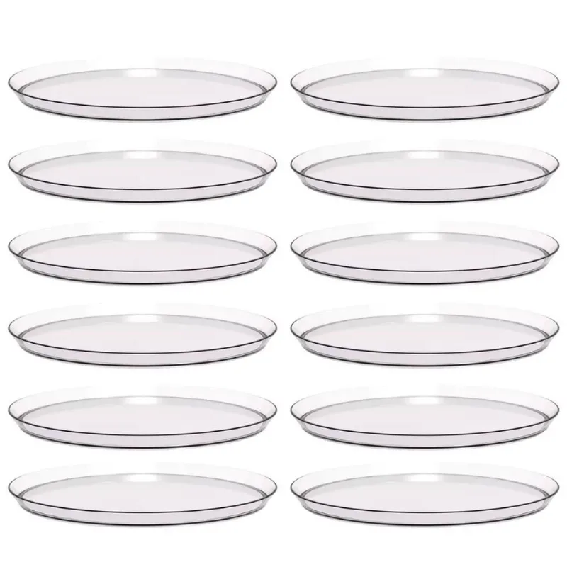 12 Bandejas Redonda 28cm Glassy Crippa Transparente Servir Restaurante Bar Lanchonete