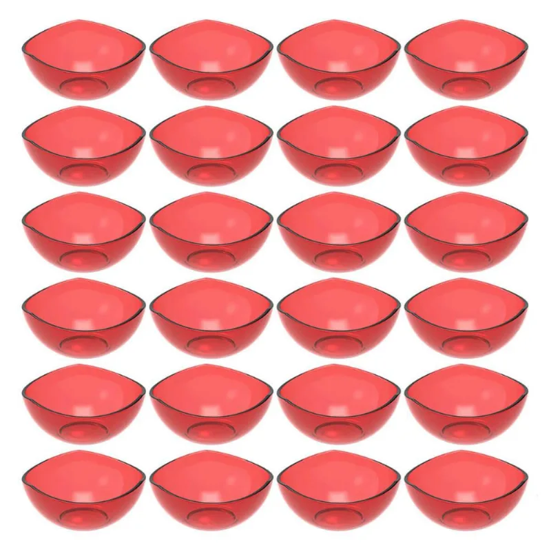 24 Potes para Doces Sobremesas Restaurante Hotel Vermelho Transparente Plástico Crippa