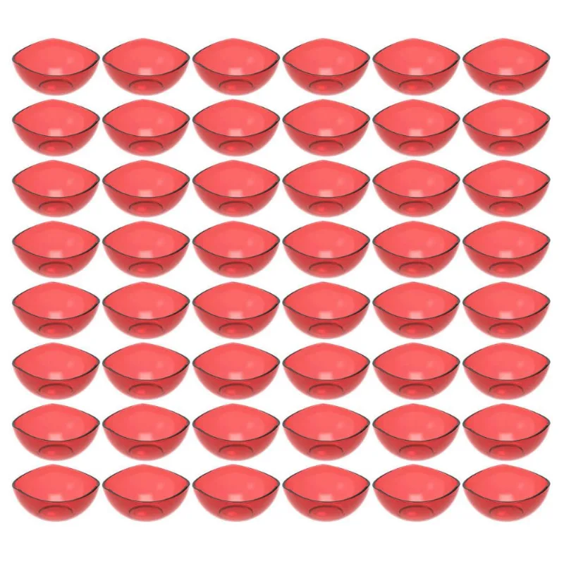 48 Potes de Sobremesa Vermelho Transparente Doces Plástico Hotel Restaurante Buffet Crippa