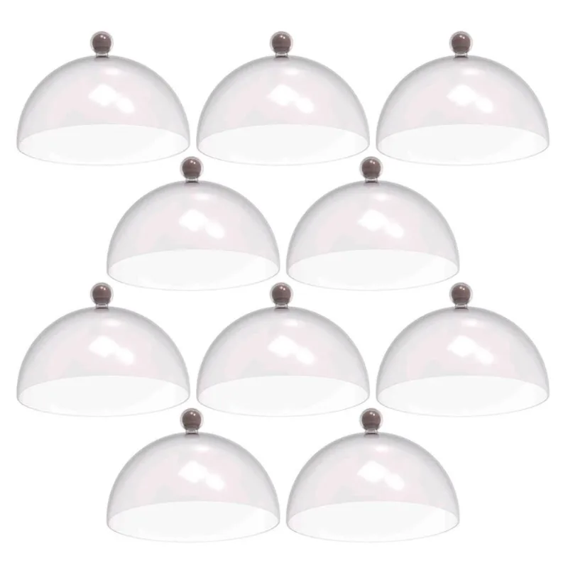 Conjunto 8 Cúpulas para Bolos Doces de Plástico 30cm Amêndoa Padaria Hotel Crippa