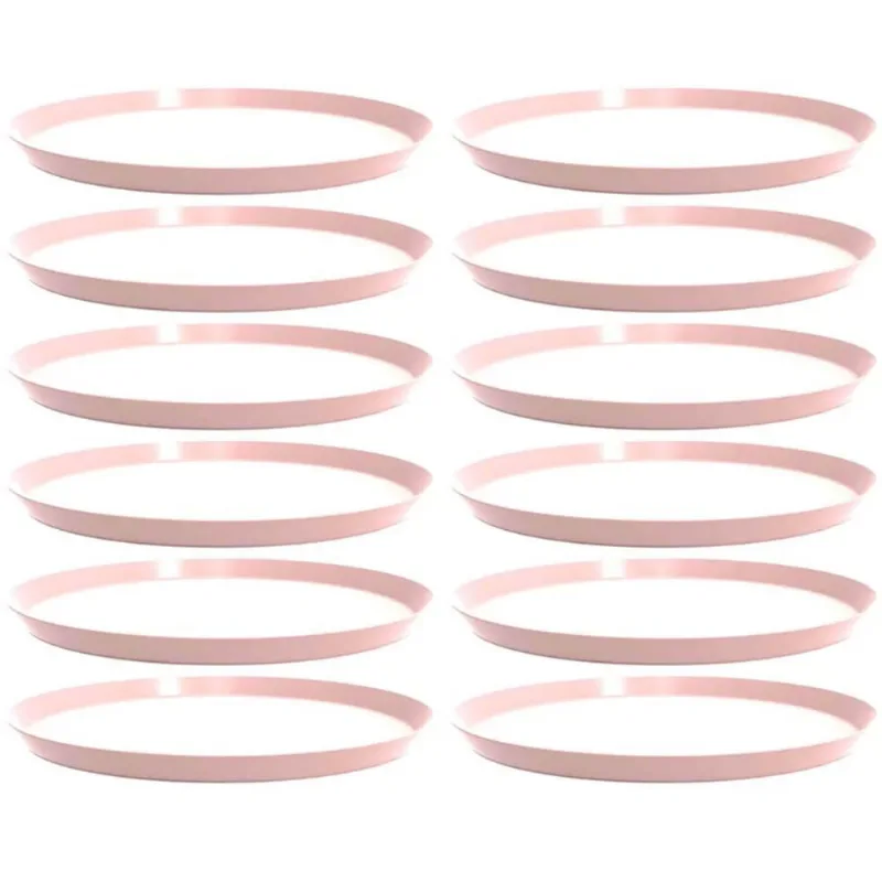 12 Bandejas Redondas 34cm Rosa Buffet Festa Doce Salgado Crippa Bubble