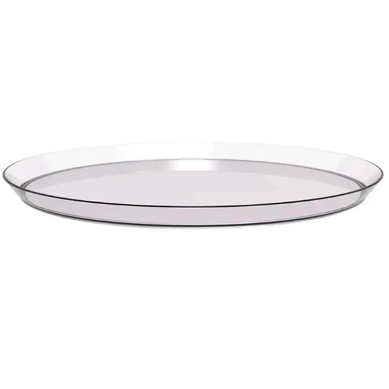 Kit 48 Bandejas Redondas 34cm Incolor Restaurante Bar Lanchonete Crippa Glassy