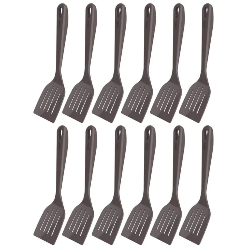 Kit 12 Espátulas Culinárias Cinza Tornado em Nylon 31,5cm Restaurante Lanchonete Crippa