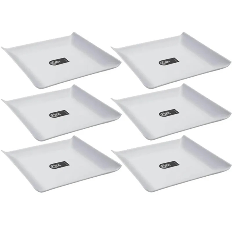 Kit 6 Pratos 16cm Quadrados Coza Cosy Servir Frutas Sorvete Frios Pequenos Casual