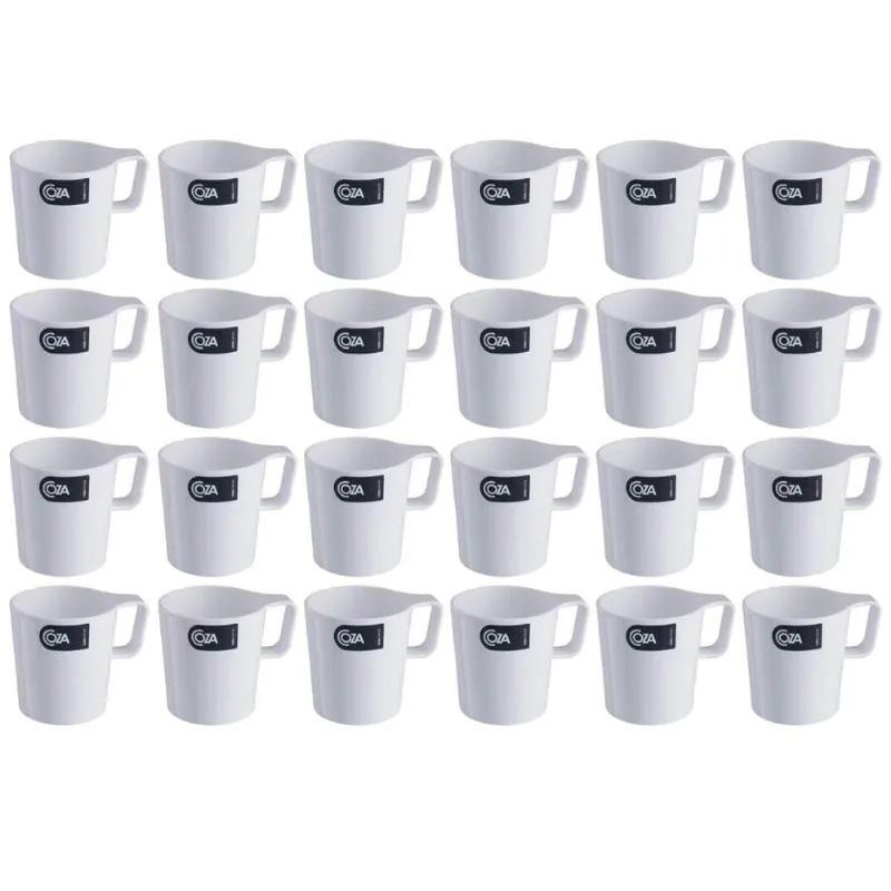 Kit 24 Canecas Empilháveis Escolares 250ml Branca Casual Coza Refeitórios Escola