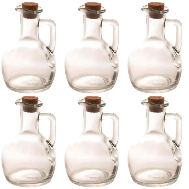 6 Galheteiros Servir Garrafa de Vidro Tampa Rolha Azeite 180ml Lyor Porta Condimentos de Mesa