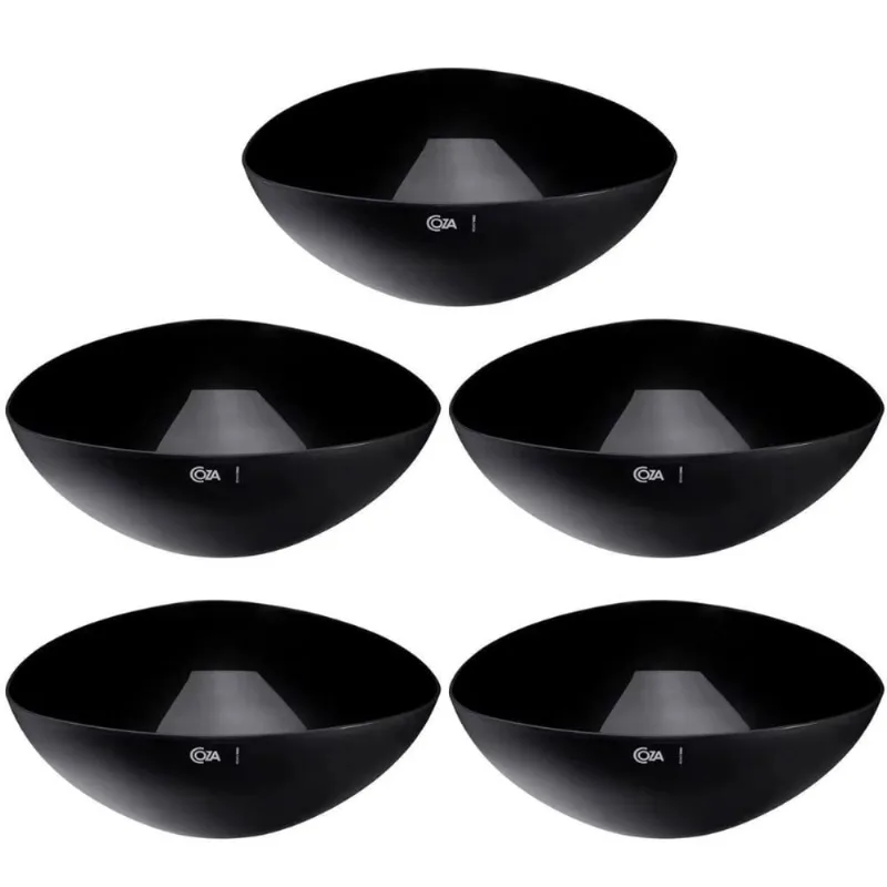 Kit 5 Saladeiras Triangulares 5L Essential 31cm Preto Pipoca Salada Frutas Coza