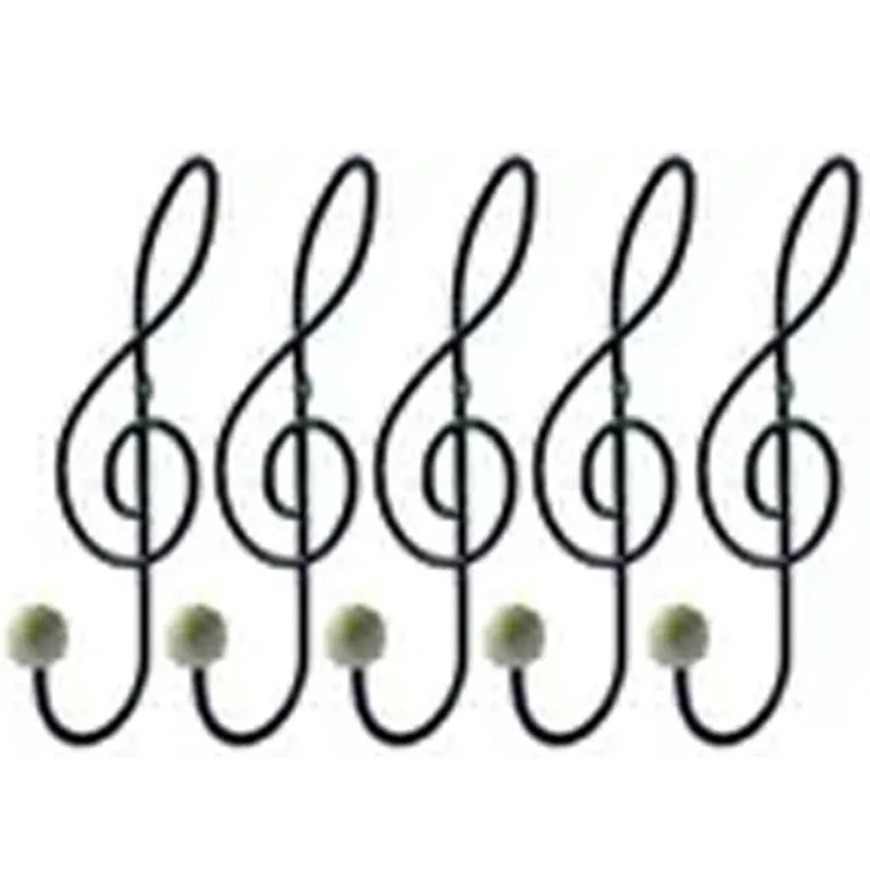 Kit 5 Ganchos Cabideiros Aço Preto Cifra Música 28cm Suportes de Parede Pendurar Roupas Bolsas