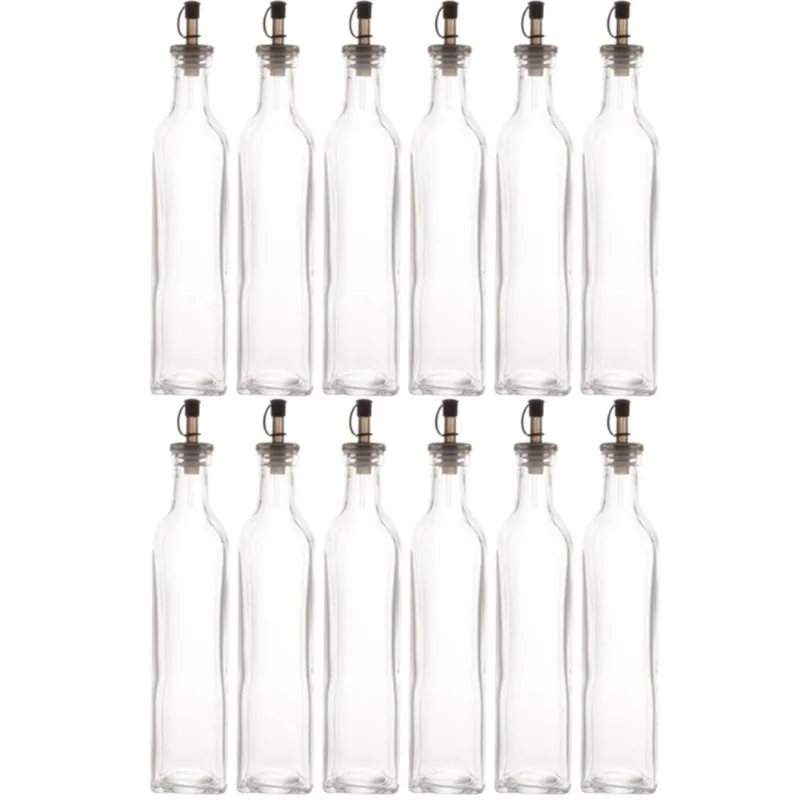 12 Garrafas de Vidro 510ml com Bico Dosador Frasco de Azeite Vinagre Lyor
