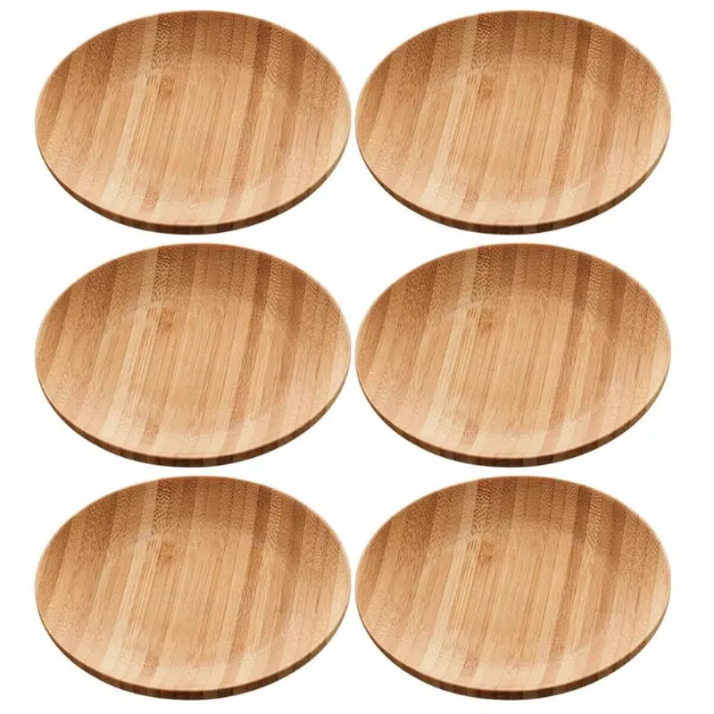 Kit 6 Pratos de Bambu 11cm Petiscos Aperitivos Entradas Mesa
