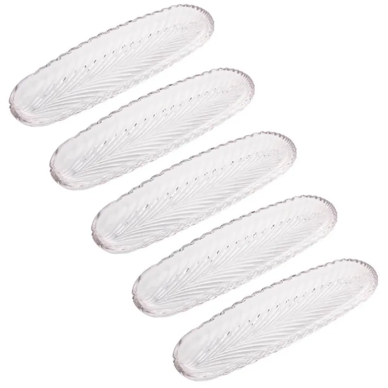 Kit 5 Pratos de Cristal Leaf 39x14cm Lyor Travessa Bandeja P