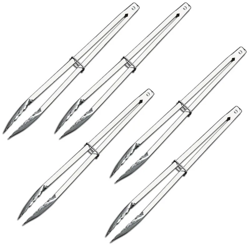 Kit 5 Pegadores de Carne Churrasco Grelha 40cm Aço Inox Rest