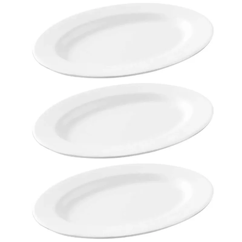 Kit 3 Travessas de Melamina Bandeja Oval Servir Porções Petiscos Saladas Pratos Quentes