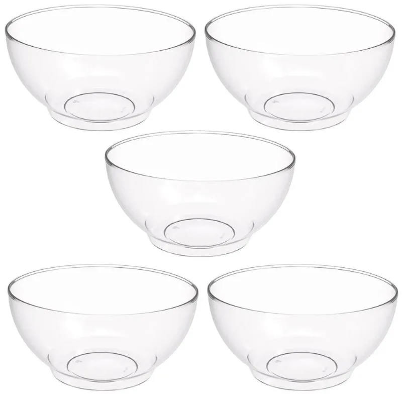 Conjunto 5 Tigelas Plásticas Redondas 3,1L para Salada Sobremesa Restaurante Buffet