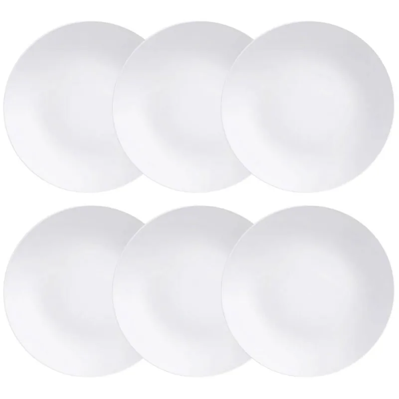 Kit 6 Pratos Rasos Porcelana Leonora Tramontina 25cm Branco Mesa Posta Cozinha Restaurante