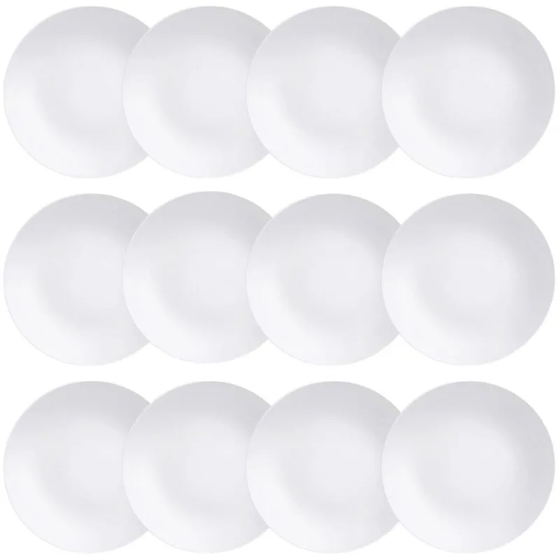 12 Pratos Rasos Porcelana Branca 25cm Tramontina Leonora Res