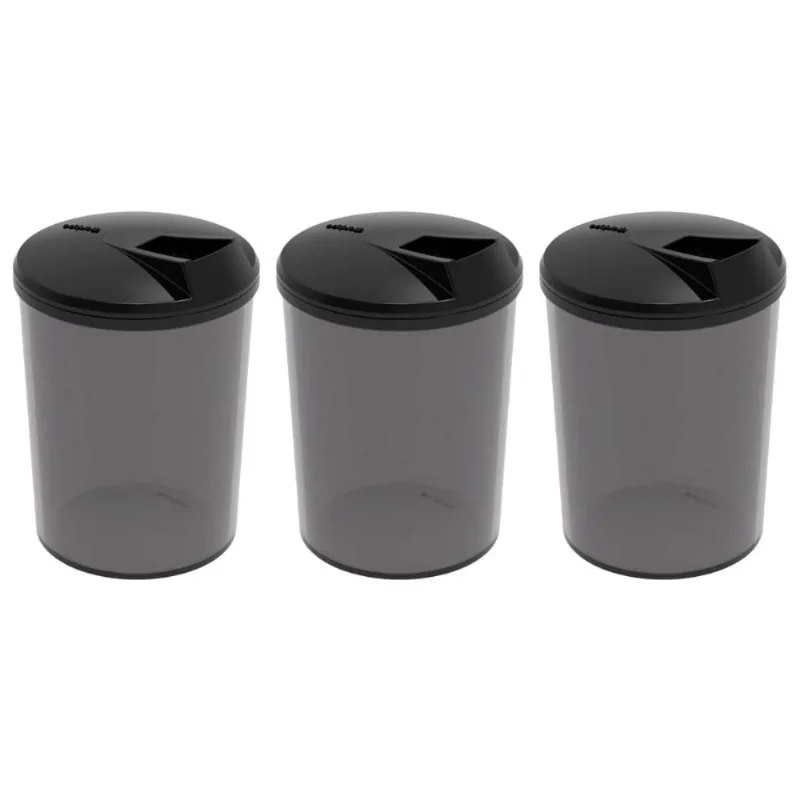Kit 3 Porta Farofa Temperos Farinheira com Tampa 400ml Fumê Crippa Potes para Condimentos