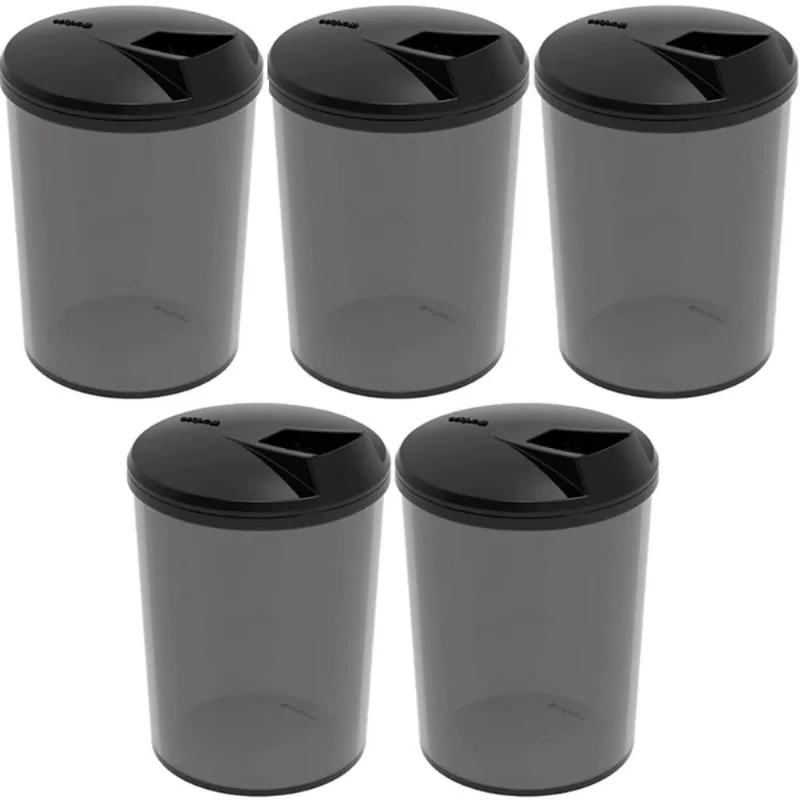 Kit 5 Porta Farofa Temperos Farinheiras com Tampa 400ml Fumê Recipientes de Condimentos