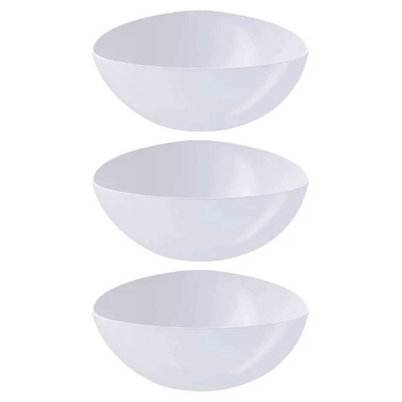 3 Saladeiras Triangulares Tigelas Plástico 2,5L Branco Coza Bacias Saladas Pipoca Sobremesas