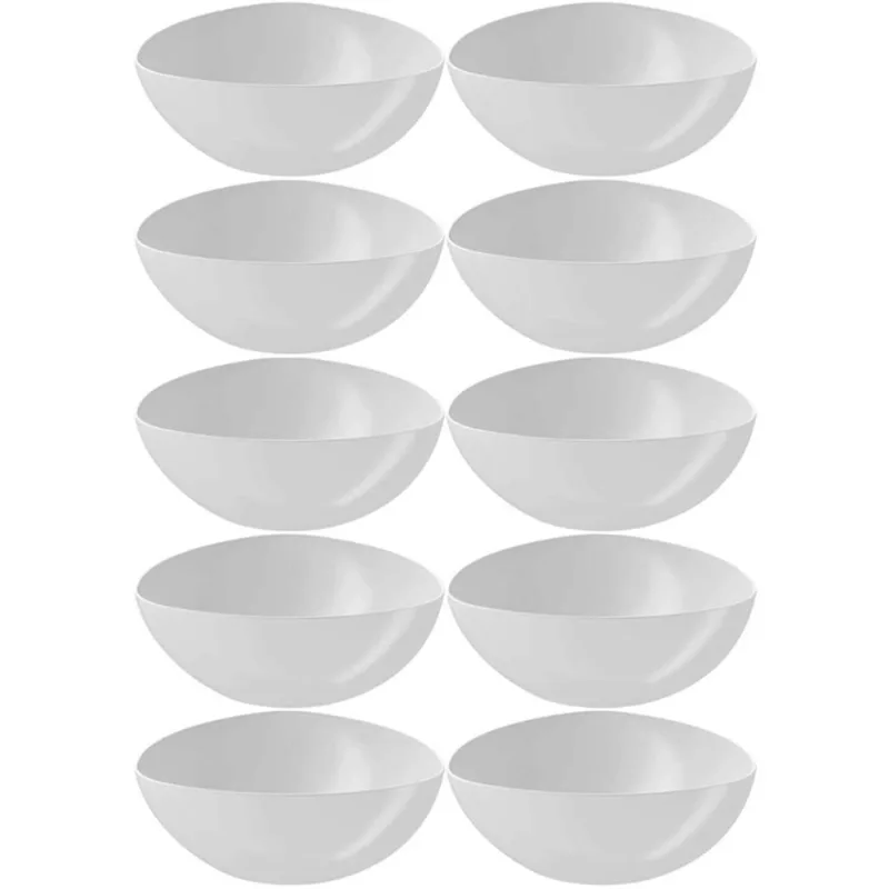 Kit 10 Bacias Plásticas Saladeiras 2,5L Essential Coza Brancas Potes Triangulares