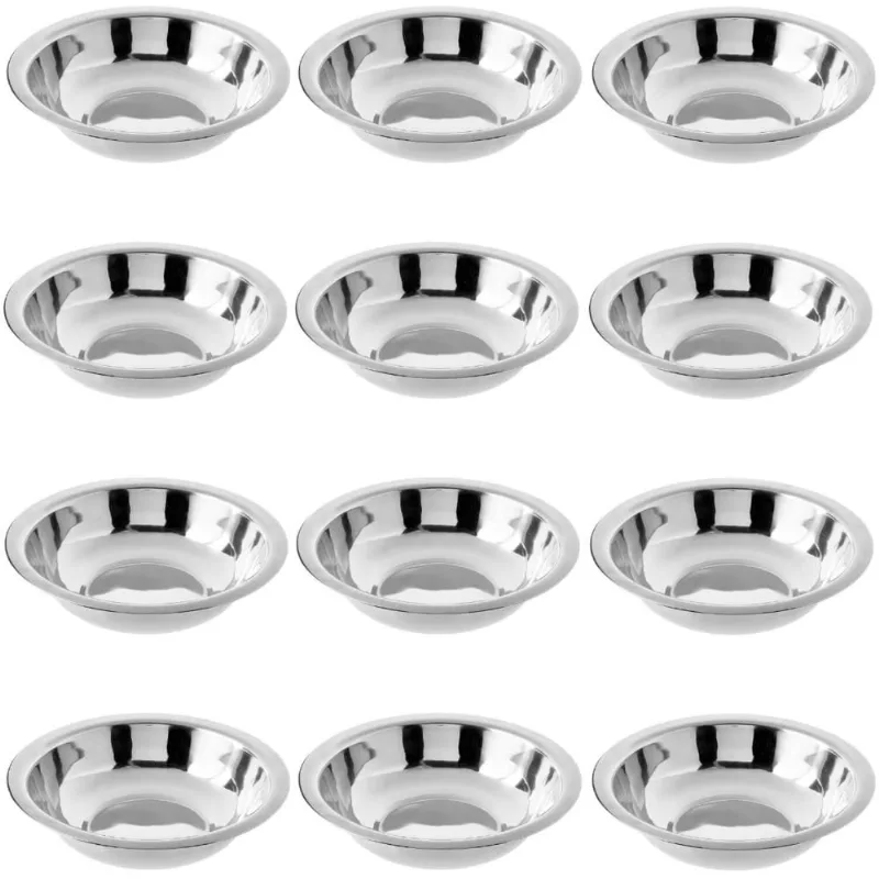Kit 12 Tigelas Fundas 350ml Bowl Aço Inox Redondo 16cm Servir Hercules Multiuso