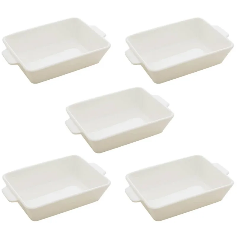 Kit 5 Travessas Porcelana Branca 750ml Lyor Refratários Servir Salada Sobremesa Restaurante
