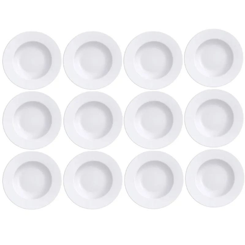 Kit 12 Pratos Rasos de Porcelana Branca 28cm Maria Augusta Jogo de Jantar Tramontina