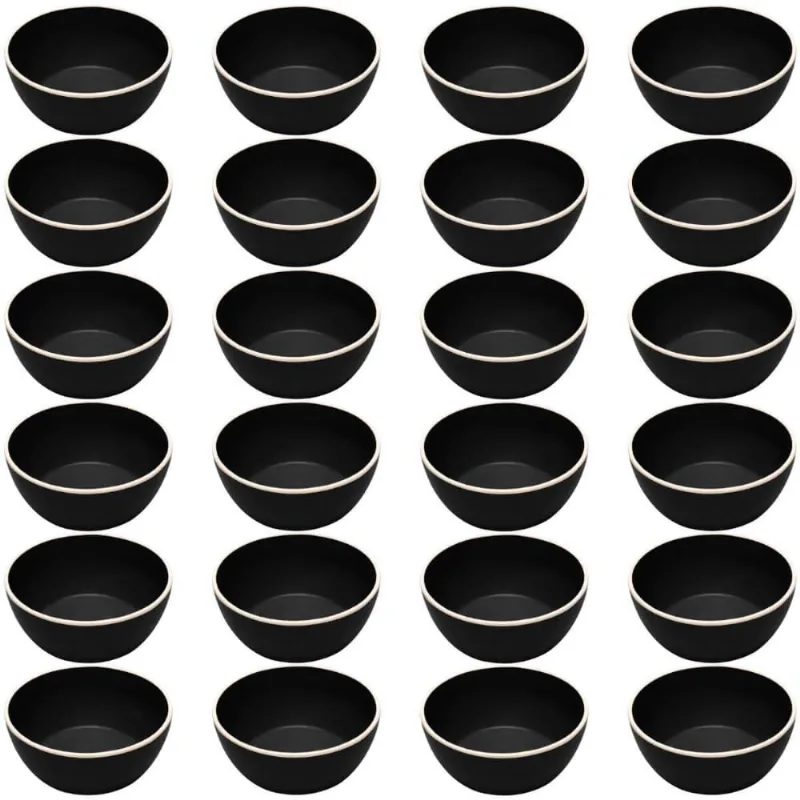 Kit 24 Bowls Melamina Cumbuca 600ml Preto Class Wolff Tigela Sopa Sobremesa Porções Sopas