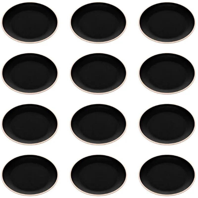 Jogo 12 Pratos Rasos Pretos Melamina 21,5cm Restaurante Bar Sushi Entradas Class Wolff