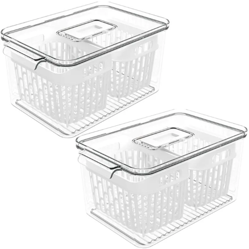 Kit 2 Organizadores de Geladeira 3,2L Cestos Escorredor Dry Multiuso Coza Pequeno