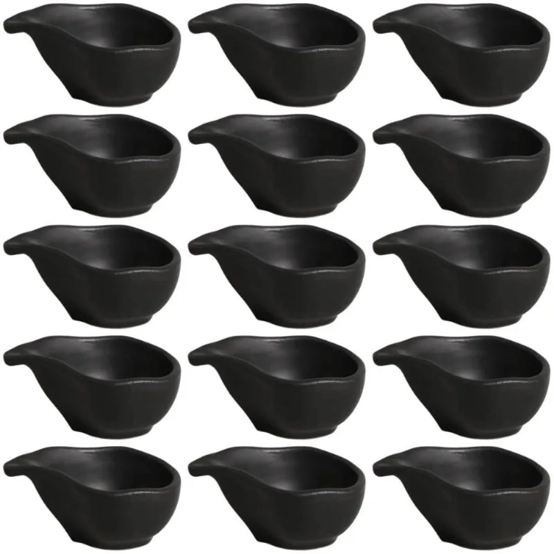 Kit 15 Molheiras 40ml Cerâmica Preto Matte Restaurante Orgânico Japonês Porto Brasil
